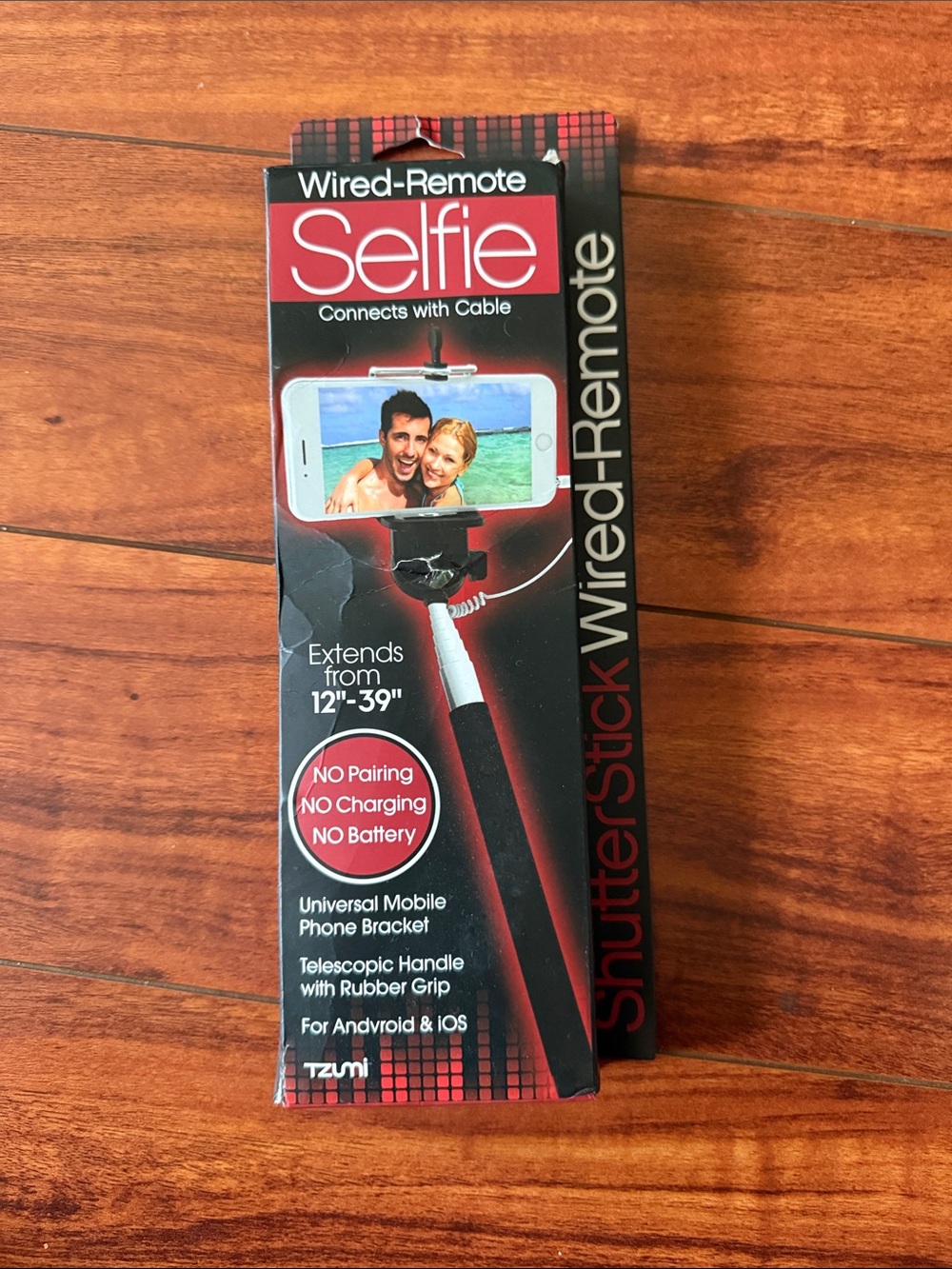 Tzumi ShutterStick Wired Remote Selfie Stick Black & Red